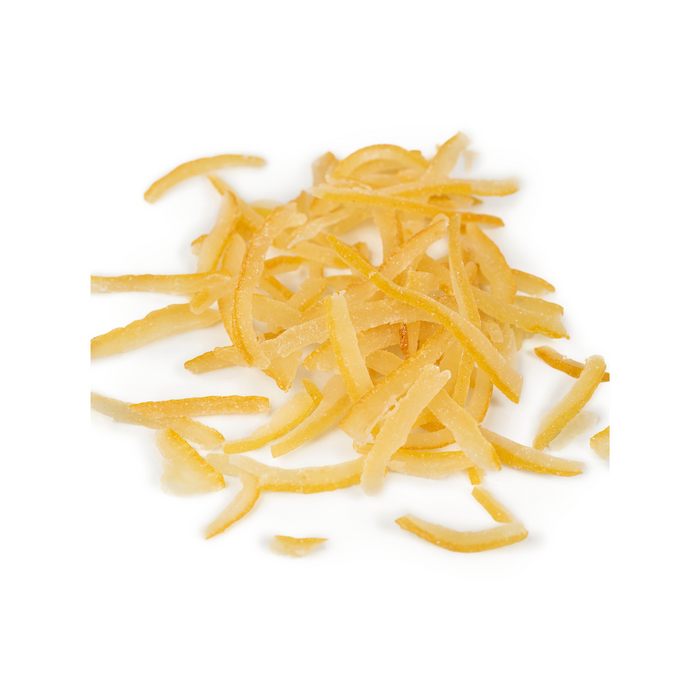 A stack of dry candied setouchi lemon peels