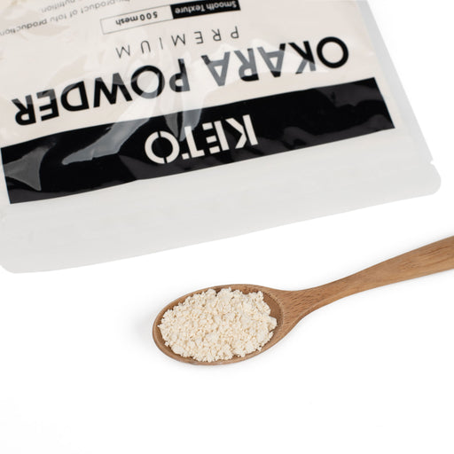 A spoon of okara powder
