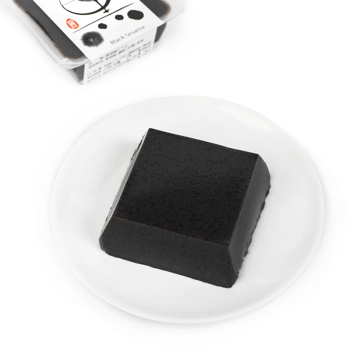 A plate of black sesame tofu