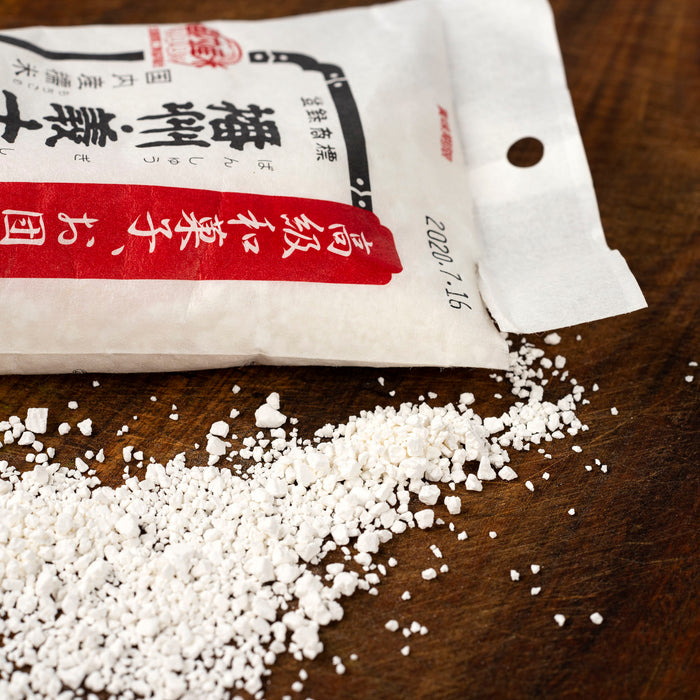 Scattered shiratama powder popping out of package of the product