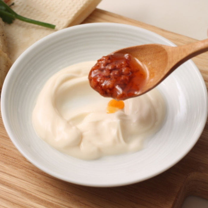 A spoon of Kanzuri chili paste and mayo