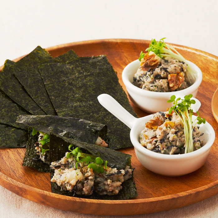 Tofu dish wrapped with nori seaweed