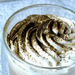 Whipped cream topped with hojicha powder