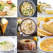 6 recipe images including grilled salmon, penne a la vocka, yuzu tea, ice cream, pottage, loaf bread, hummus, pound cake, and soup