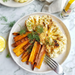 A plate of roasted carrots and cauliflowers