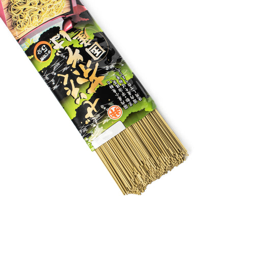 Cha soba noodles popping out of package
