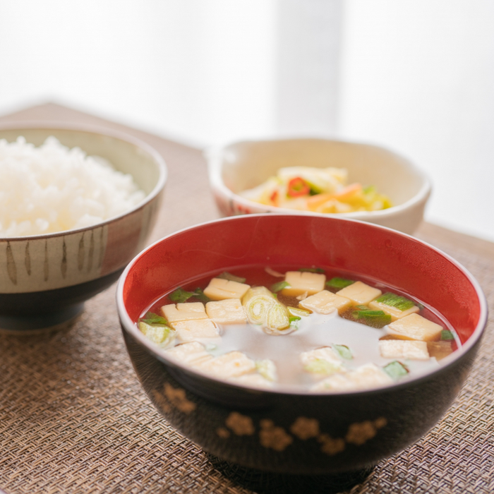 A bowl of Japanese soup