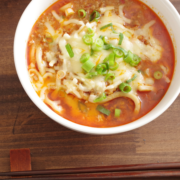 A bowl of dandan noodles soup