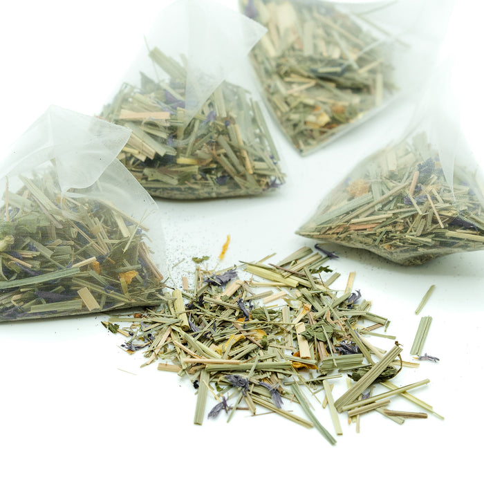 Ingredients of Ehime Iyokan Cold Brew Tea (Iyokan Mandarin, Mint, Lemon Grass, & Butterfly Pea Flower)